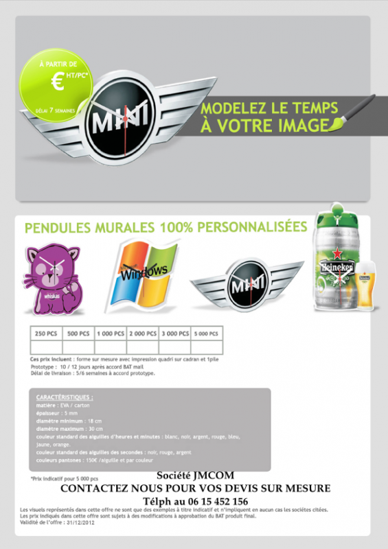 Pendules murales 100% personnalisées